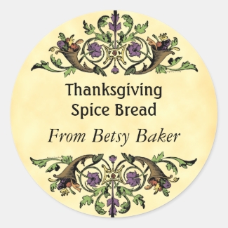 Custom Thanksgiving Cornucopia Baking Tag Sticker