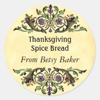 Custom Thanksgiving Cornucopia Baking Tag Sticker