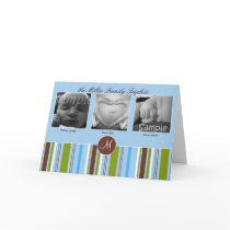 Custom Triplet Birth Announcement - Blue cards