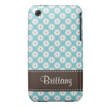 Custom Turquoise Blue Red Daisy iPhone 3 Case Cove
