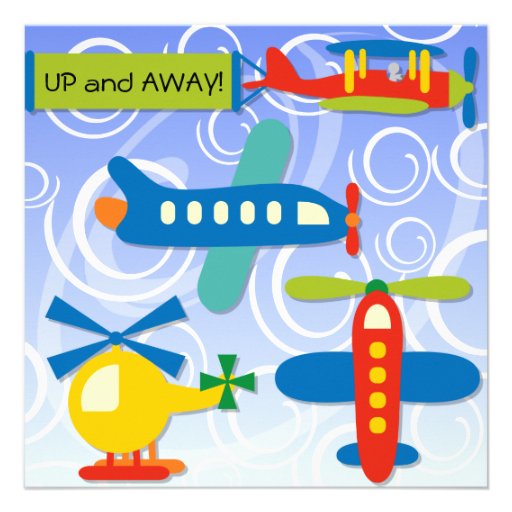 Custom Up and Away Airplane Birthday Invites