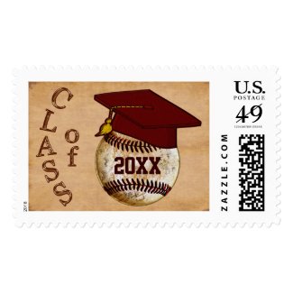 Custom Vintage Baseball Graduation Postage Stamps