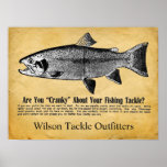 Custom Vintage Fishing Tackle Sign Poster