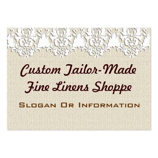 Custom Vintage Linen Large Business Cards (front side)