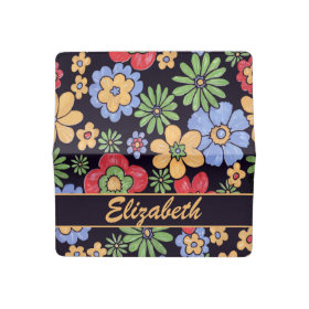 Custom Vivid Colorful Flowers to Personalize Checkbook Cover