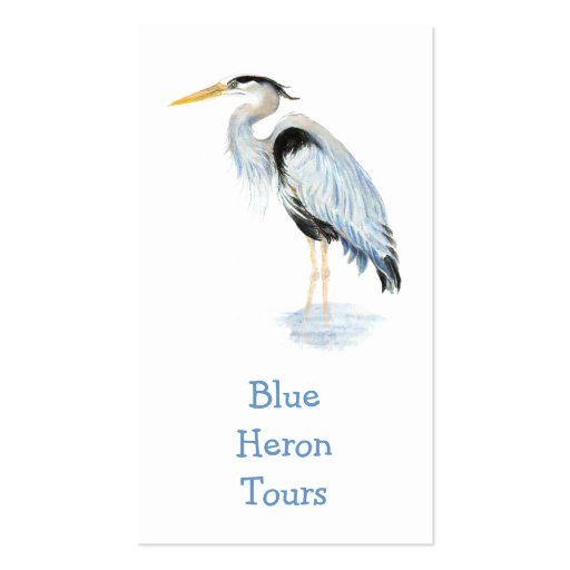 Custom Watercolor Great Blue Heron Bird Business Card Templates (back side)