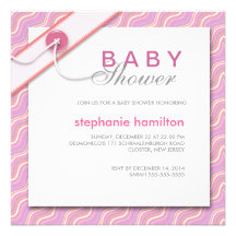 Custom wavy lines baby girl custom invitations