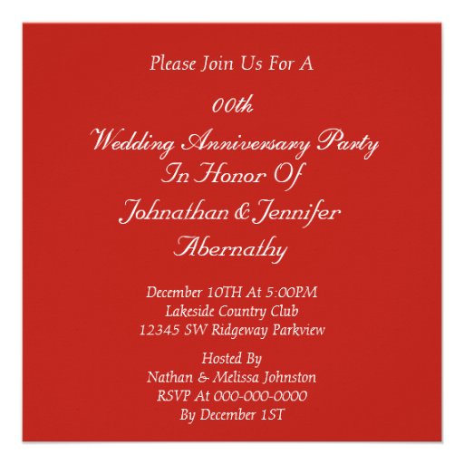 Custom Wedding Anniversary Party Invitation