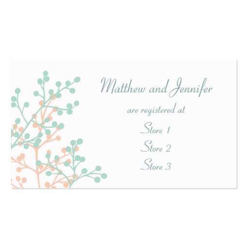 Custom Wedding Gift Registry Cards Business Cards (front side)