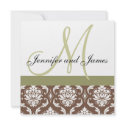 Custom Wedding Invitation Monogram Brown Damask invitation