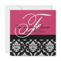 Custom Wedding Invitation Monogram Fushia #2