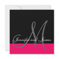 Custom Wedding Invitation Monogram Name Pink Black invitation
