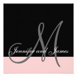 Custom Wedding Invitation Monogram Names Pink