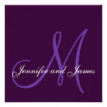 Custom Wedding Invitation Monogram Names Purple
