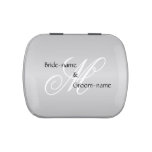 Custom Wedding Monogram Gray Black and White Jelly Belly Tin at Zazzle
