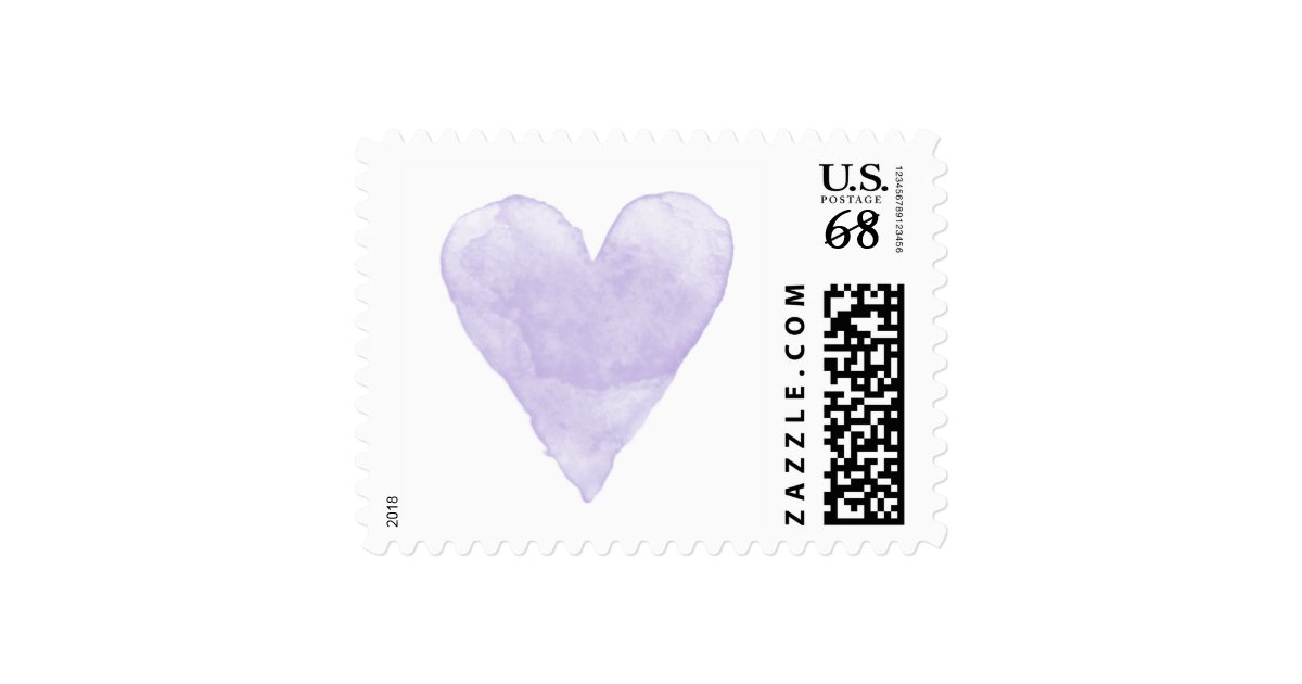 Custom wedding stamps with purple watercolor heart Zazzle
