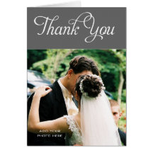 Custom Wedding Thank You Photo Cards Message Grey