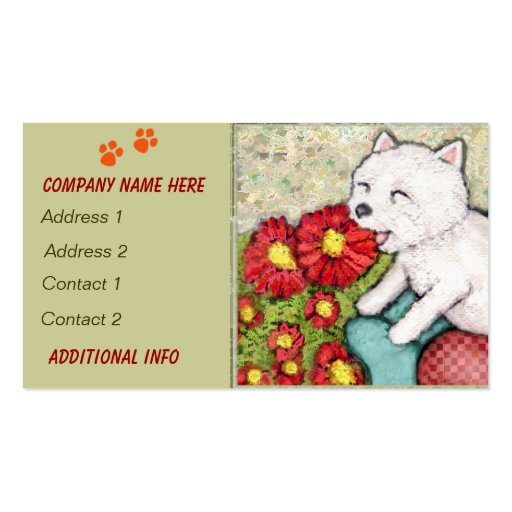 Custom Westie Dog / Pet Store Business Cards (front side)