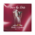 square_magnet - Save the date magnet  with wine glasses. Add the bride and grooms name and wedding date.  Great way to help your wedding guests  to remember your wedding date.