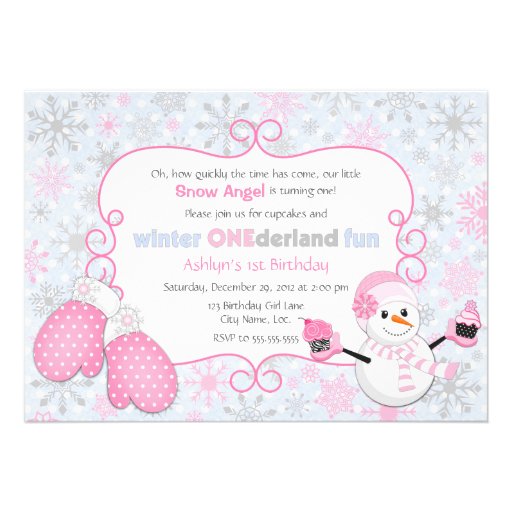 Custom Winter One-derland 1st Birthday Invitation (front side)