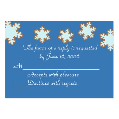 Custom Winter Wedding Invitation Response Card Business Card Template by nuclearswan