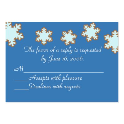 Custom Winter Wedding Invitation Response Card Business Card Template by