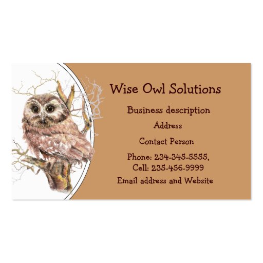 Custom Wise Owl Solutions Business Card (front side)