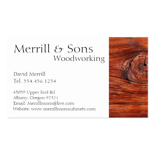 Custom Woodworking Cabinets Business Card Template (front side)