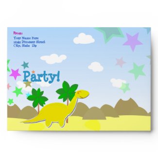 Custom Yellow Cartoon Dino Party Envelopes envelope