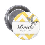 Custom Yellow Chevron Bride pin buttons