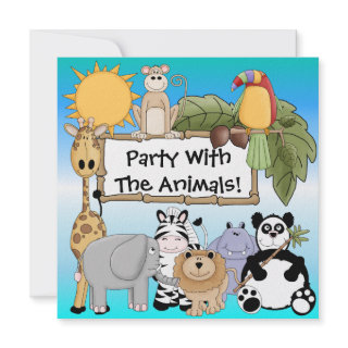 Custom Zoo Animals Birthday Invitation