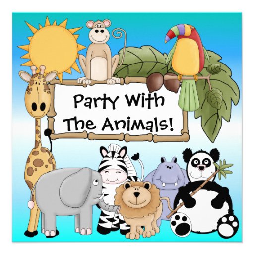 Custom Zoo Animals Birthday Invitation