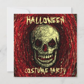 Custome Halloween Party Invitation Skull invitation