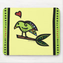 CUSTOMER FAVORITE - "POPPY" THE LOVE BIRD GREEN mousepads