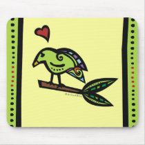 CUSTOMER FAVORITE - "POPPY" THE LOVE BIRD GREEN mousepads by Jill311 CUSTOMER FAVORITE - "POPPY" THE LOVE BIRD GREEN mousepads