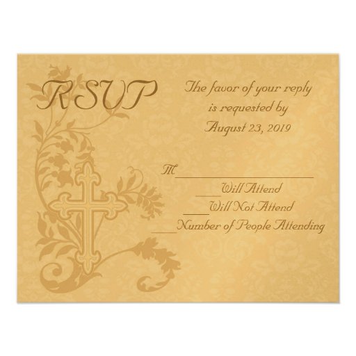 CustomInvites Cross Flourish Wedding RSVP Card