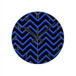 Customisable Chevron Neon/Blue Round Wall Clock