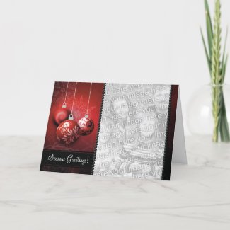 Customisable Christmas Card Template - Red Baubles