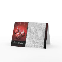 Customisable Christmas Card Template - Red Baubles