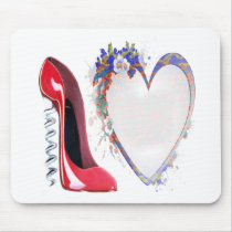 Customisable Corkscrew Stiletto and Heart Gifts Mousepad
