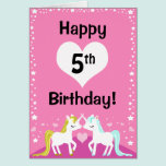Customisable Pink Magical Unicorn Birthday card cards