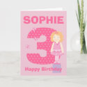 Customise age and name girl's birthday card card