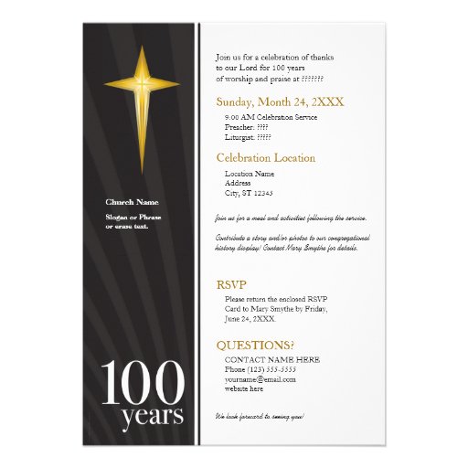 Customizable 100 Year Church Anniversary