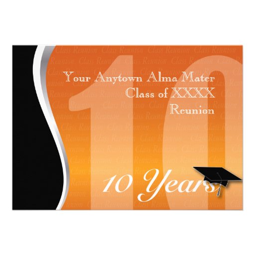 Customizable 10 Year Class Reunion Custom Invites (front side)