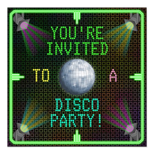 Customizable 1970's Disco Ball Party Custom Invitation