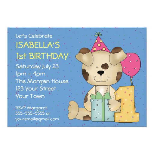 Customizable 1st Birthday Puppy Dog Custom Invitation