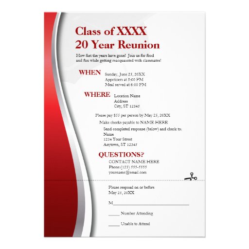 Customizable 20 Year Class Reunion Personalized Invites