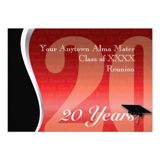 Customizable 20 Year Class Reunion Personalized Invites (front side)