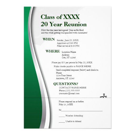 Customizable 20 Year Class Reunion Invite