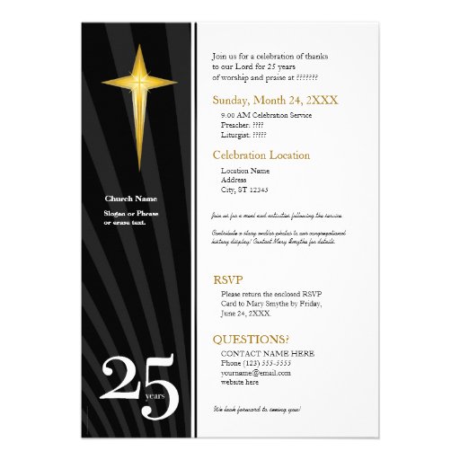 Customizable 25 Year Church Anniversary Custom Announcement